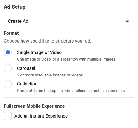 facebook ad set up instructions - example